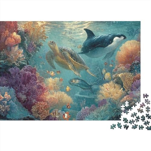 Meeresleben, Unterwasserwelt. Sehr interessantes Lernspiel mit einzigartiger Form und voller Überraschungen. 500 Teile (52 x 38 cm). von CKMSMCS
