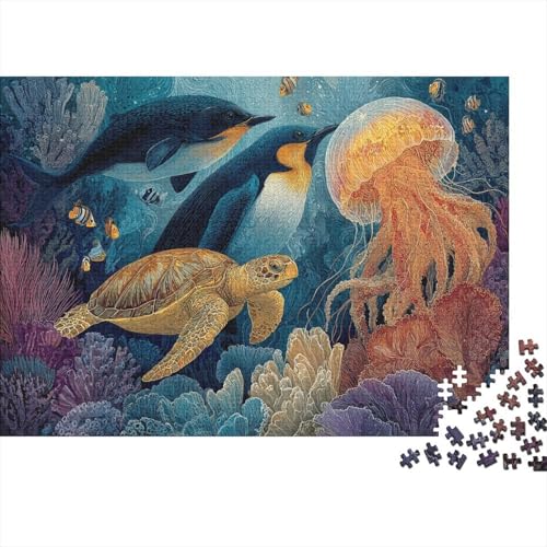 Meeresleben Unterwasserwelt. EIN lustiges Familienspiel, geeignet für Erwachsene, Jugendliche und Kinder mit hohem Schwierigkeitsgrad. 500 Teile (52 x 38 cm) von CKMSMCS