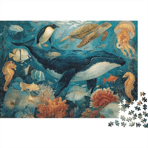 Meereslebewesen, Unterwasserwelt, Lernspiele, anspruchsvolle Puzzlespiele, Geschenkideen für Frauen und Männer, 1000 Teile (75 x 50 cm) von CKMSMCS