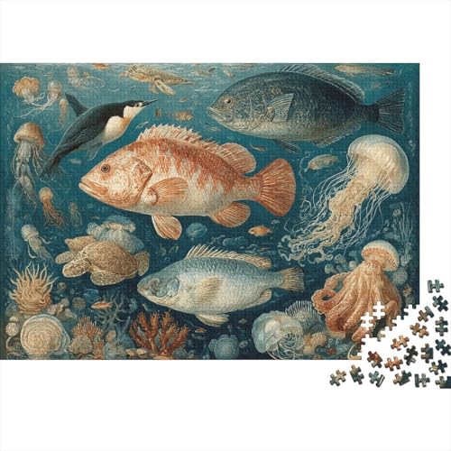 Meereslebewesen, Unterwasserwelt, einzigartiges pädagogisches Puzzlespiel mit hohem Schwierigkeitsgrad, geeignet für Kinder und Erwachsene, 1000 Teile (75 x 50 cm) von CKMSMCS