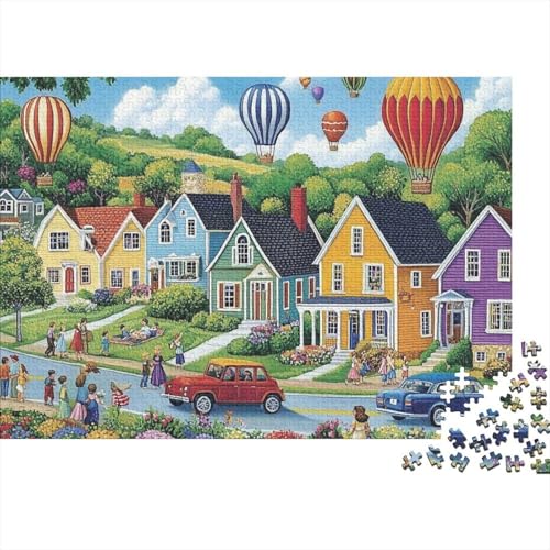 Schöne Häuser, niedliches und lustiges Haus, schwer bis schwierig, klassisches Puzzlespiel, wunderschön dekorierte Puzzles, 300 Teile (40 x 28 cm) von CKMSMCS