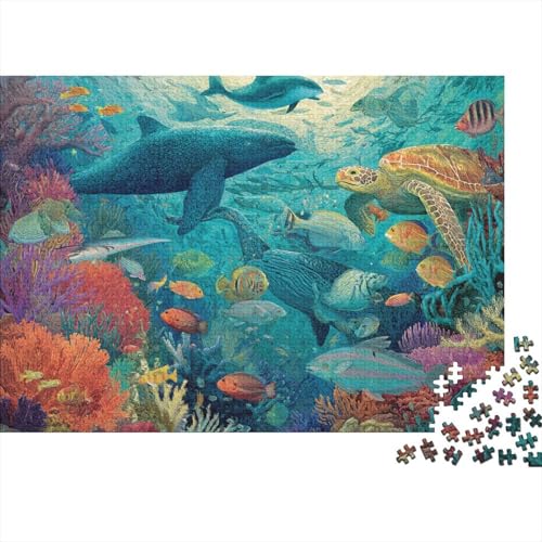 Unterwasserlebewesen, Unterwasserwelt. Sehr interessantes Lernspiel mit einzigartiger Form und voller Überraschungen. 1000 Teile (75 x 50 cm) von CKMSMCS