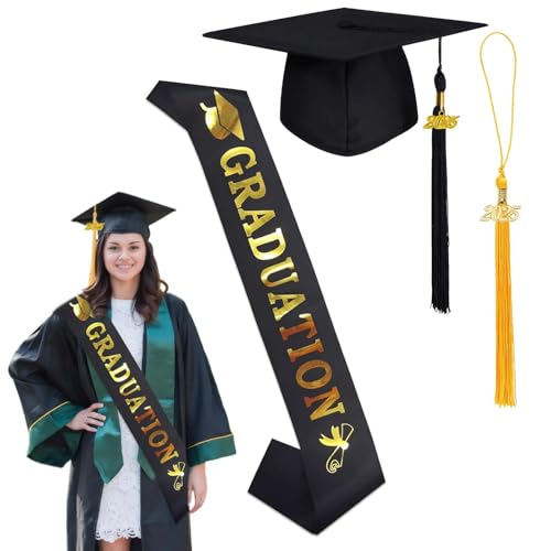 CLDURHGE Bachelor Hut Absolventenhut 2025 Anhänger Quaste Schärpe für Hochschule Bachelor Abschlussfeier Bachelor Abschluss Geschenk für Herren Damen von CLDURHGE