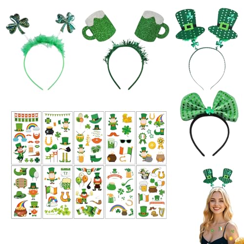CLDURHGE Haarreif St. Patricks Day Accessoires Kleeblatt Deko, St Patricks Day Glitzer Tattoo Set, Accessoires Kleeblatt Deko, Party Headbands - Silvester Haarreif CLDURHGE Haarreif St. Patricks Day Accessoires Kleeblatt Deko, St Patricks Day Glitzer Tattoo Set, Accessoires Kleeblatt Deko, Party Headbands - Silvester Haarreif von CLDURHGE