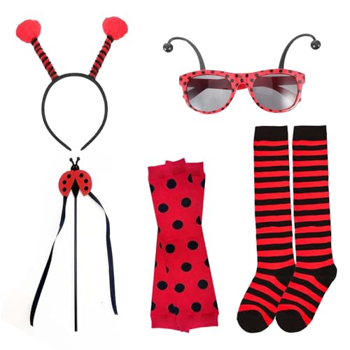 CLDURHGE Unwiderstehliches Marienkäfer Kostüm Set - Vielseitig Einsetzbar Faschingskostüm Damen und Junge Leute, Einfaches und Unterhaltsames Marienkäfer Kostüm mit Tasche von CLDURHGE
