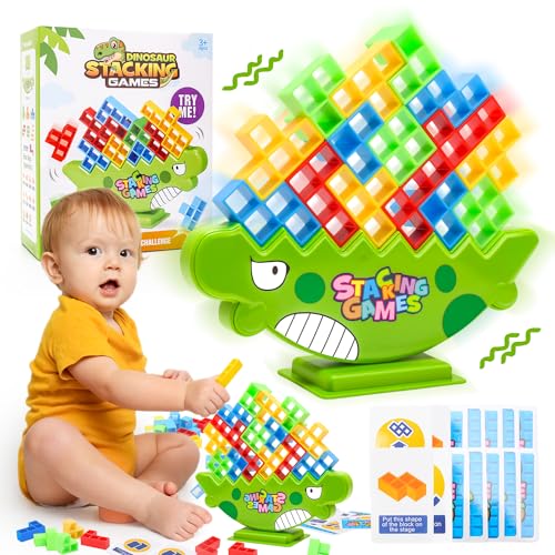 CLDY 64 Pieces Tetra Tower Game, Tetris Tower Game Adults, Tetris Balance Toy, Team Tower Game for Children and Adults, Stacking Tower Toy Gifts for Boys Girls from Years 5+ von CLDY