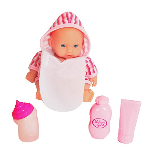 CLEMENT CLEMENTINE - Puppe mit Badewanne und Zubehör - Spielzeug für Kinder - 071239 - Zufällige Farbe - Kunststoff - Puppe - Baby - Mannequin - 37 cm x 17 cm - Ab 2 Jahren von CLEMENT CLEMENTINE