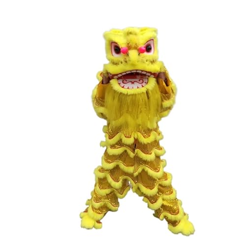 Einzelnes Löwentanz-Maskottchen-Kostüm for Erwachsene, Jungen, Löwe-Erwachens-Outfit, traditionelles chinesisches Folk-Requisiten-Set (Color : Yellow, Size : Thickened) von CLENEA