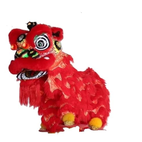 Erwachsene 2 Spieler Party Sport Outdoor Parade Bühne Maskottchen Southern Lion Tanzkleidung Löwentanzkostüm (Color : Red, Size : Adult) von CLENEA
