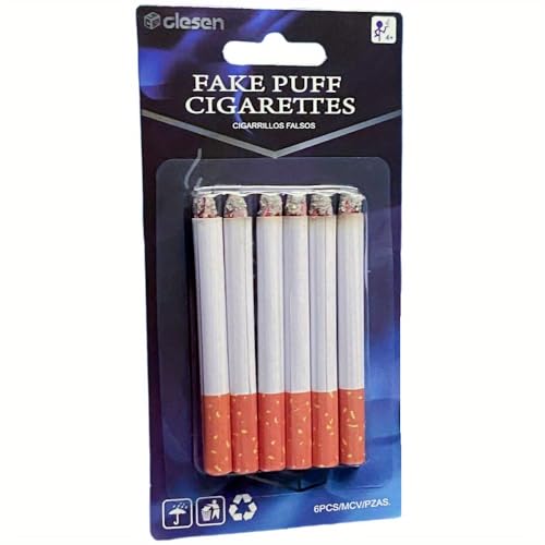 CLESEN Fake Zigaretten, 3,25 Zoll Puff Zigaretten (6 Stück), Realistisches Aussehen - Ideal für Mottopartys/Theateraufführungen von CLESEN