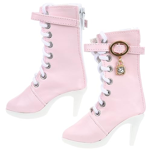 CLISPEED 1 Paar High Heel Puppe Puppen Puppet Kleid Boot Schuhe Zubehör High Heels Baumwolle Seil Rosa von CLISPEED