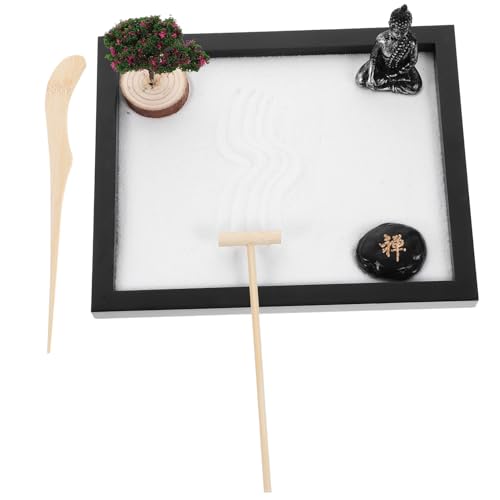 CLISPEED 1 Satz Desktop Zen Garten mit Buddha Statue Sand Garten Kit für Meditation Elegante Tischdekoration für Heim Büro Zen Deko für Entspannung Konzentration CLISPEED 1 Satz Desktop Zen Garten mit Buddha Statue Sand Garten Kit für Meditation Elegante Tischdekoration für Heim Büro Zen Deko für Entspannung Konzentration von CLISPEED
