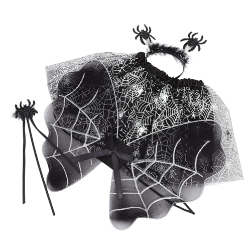 CLISPEED 1 Satz Halloween Kostüm Set Teiliges Spinnen Outfit mit Tüllrock Flügeln und Haarband für Karneval Bühnenaufführungen und Kinderfeste von CLISPEED