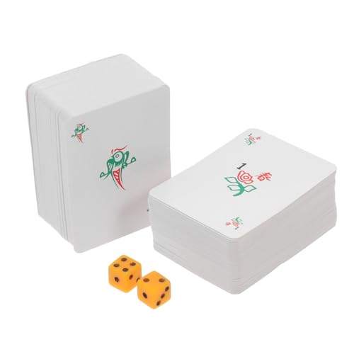 CLISPEED 1 Satz Mini Mahjong Karten für Reisen Tragbare Lustige Spielkarten mit Würfeln für Familie und Freunde Geeignet für Partys und Freizeitaktivitäten von CLISPEED