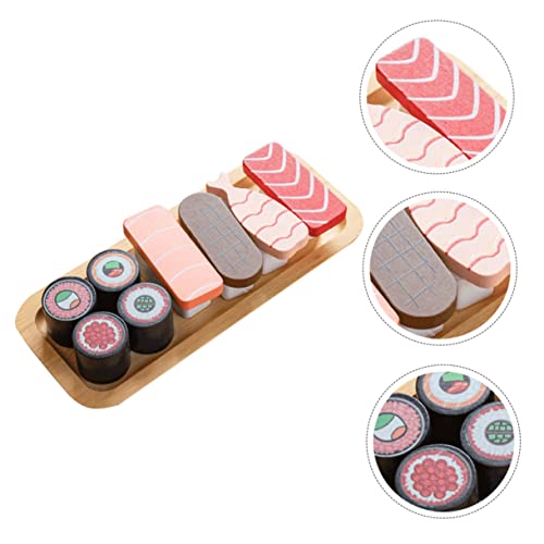 CLISPEED 1 Satz Spielhaus Küche Kinderspielzeug Mini-Sushi Kleines Frühstück Aus Holz Miniatur-lebensmittelfiguren Küchenspielzeug Sushi-Simulation Mini Holzbrot Hölzern von CLISPEED