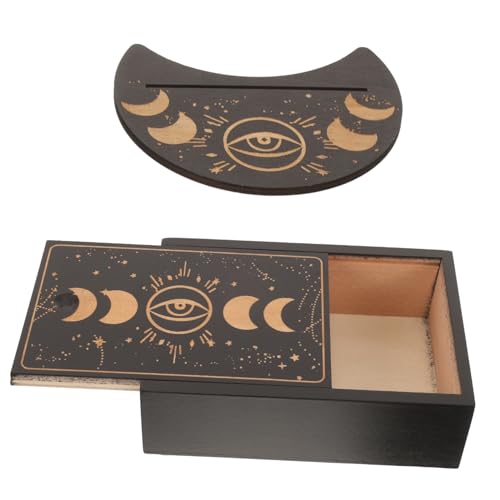 CLISPEED 1 Satz Tarot-Karten-Box tarotkarten Set Tarot Karten Set mit Buch Tarot Box Tarot-Karten-Ablage Deck Tarot-Fall zubehör Holzhalterung für Tarotkarte Spielkartenhalter hölzern Black von CLISPEED
