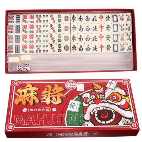CLISPEED 1 Satz Tragbares Mini-Mahjong Mahjong Für Unterwegs Interessantes Mahjong-kit Miniatur-Mahjong-kit Reise-Mahjong-Spielzeug Mahjong-Set Mahjong-Fliesen Haushalt Weiß Reisen von CLISPEED