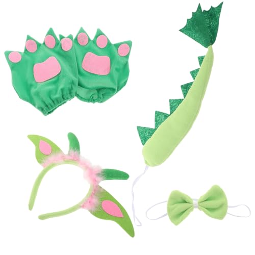 CLISPEED 1 Set Party Stirnband Set Kleinkinderkostüm Dinosaurier Verkleidungskostüm Dinosaurierkostüm Kleinkind Halloweenkostüm Tierschwanz Tierhaarband Schwanzstirnband Grüner Stoff von CLISPEED