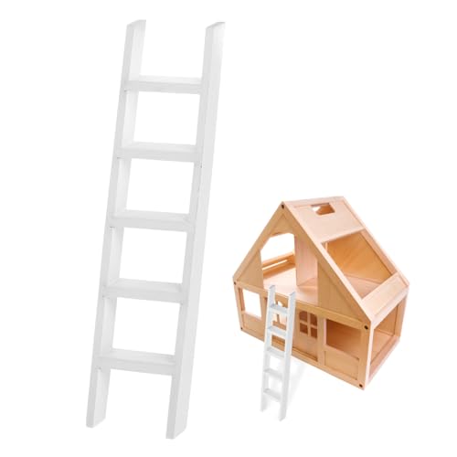 CLISPEED 1 Stück Mini -simulierte Holzleiter Treppe klein Häuser Leitern Miniaturmöbel Holzleiter Modellbau Holzleiter Basteln Puppenhauszubehör Mini-Puppenhausleiter Bambus Weiß von CLISPEED