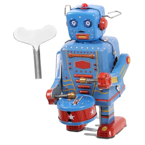 CLISPEED 1 Stück Vintage Spielzeugroboter aus Metall Roboterspielzeug aufziehen Wind Schlüssel Retro Erwachsenen Vintage Roboterspielzeug Uhrwerk-Roboter- Blue von CLISPEED
