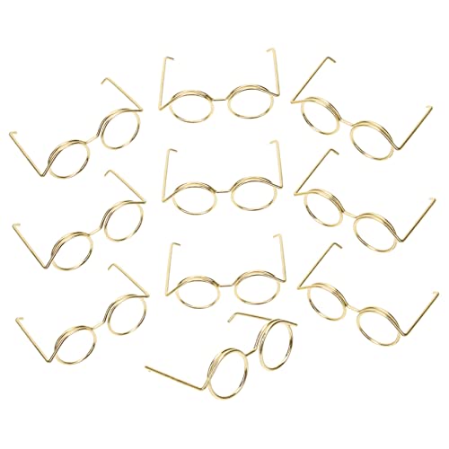CLISPEED 10 Stück Mini-Brillenspielzeug Puppenbrille Sonnenbrille trendy Kostümzubehör für Minipuppen Brillen für Puppen tun so, als ob sie eine Brille hätten Metall Golden von CLISPEED