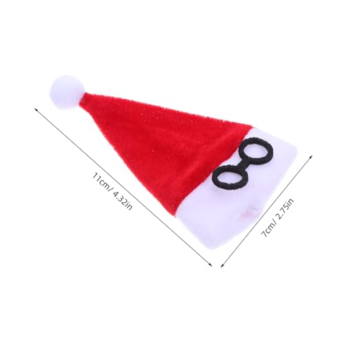 CLISPEED 10 Stück Mini Flanell Weihnachtsmützen Rot Kleine Santa Hüte als Besteckhalter Flaschenüberzüge Bastelzubehör für Festliche Tischdekorationen zu Weihnachten von CLISPEED