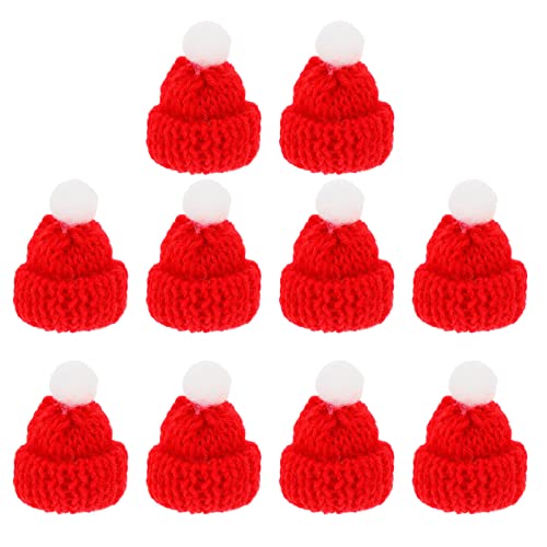 CLISPEED 10 Stück Mini-Mütze aus Wolle, Mini-Strickmütze, gestrickte Mini-Mütze, gestrickte Puppenmütze, Mini-Weihnachtsmütze für Weihnachtsbaumschmuck von CLISPEED
