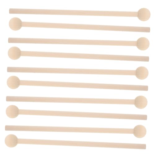 CLISPEED 10 Stück Teiliges Holz Xylophon Mallet Runde Köpfe Kindgerechte Rhythmus Sticks für Musikalisches Lernen DIY Lutscher Design Vielseitige Schlaginstrument Zubehör von CLISPEED