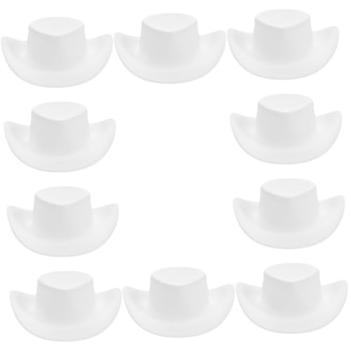 CLISPEED 10 Stück Teiliges Mini Cowboy Hüte Weiß Miniatur Westernhüte für Partydekoration DIY Puppenzubehör Bastelbedarf von CLISPEED