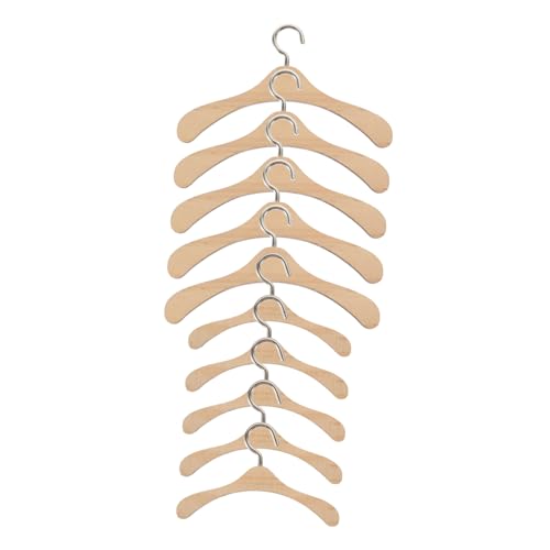 CLISPEED 10 Stück Teiliges Mini Holzkleiderbügel Puppenkleiderbügel für Puppenhaus Zubehör Leicht Praktisch Faltfrei zur Organisation von Puppenkleidung von CLISPEED