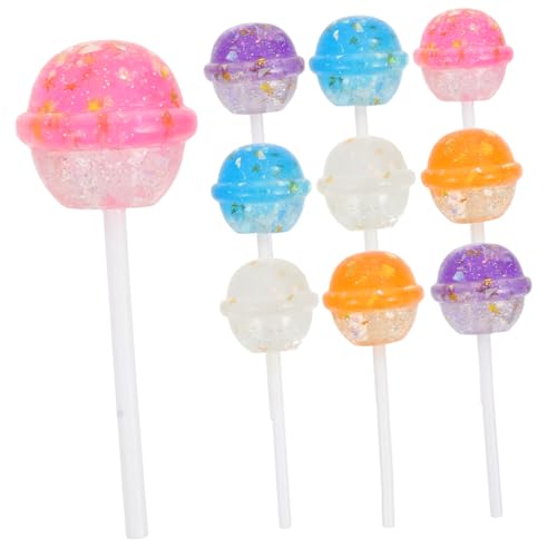 CLISPEED 10 Stück Teiliges Realistische Resin Lutscher Deko mit Glitter Langlebige Candy Cane Lollies Bunte Fake Lollipop Modelle als Foto Requisiten und DIY Material für Bastelprojekte von CLISPEED