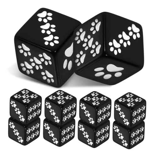 CLISPEED 10 Stück Teiliges Resin Spielwürfel mit Schwarzem Bärenpfoten Muster Kleine Sechseitige Würfel für Brettspiele Lernspiele und Partyzubehör Leicht Langlebig und Handlich von CLISPEED