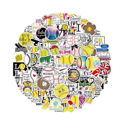 CLISPEED 100 Stück Baseball Sticker Selbstklebend Graffiti Aufkleber für Gepäck Laptop Skateboard Softball Muster Jungen Mädchen Geschenk von CLISPEED