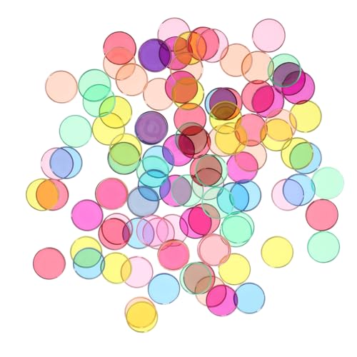 CLISPEED 100 Stück Bunte Transparente Lernscheiben mit Metallrand Kindersichere Mathematik Rechenhilfe für Grundschule und Vorschule Vielseitige Spiel und Lernspielzeuge von CLISPEED