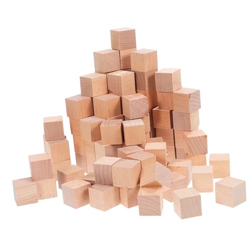 CLISPEED 100 Stück Holzklötze Quadratisch Bastelwürfel mit Glatten Kanten für DIY Basteln Puzzle Lernspielzeug und Kreative Montessori Bausteine von CLISPEED