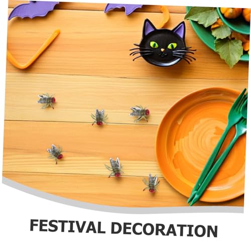 CLISPEED 100 Stück Realistische Kunststoff Fliegen Langlebige Fake Insekten Unzerbrechliche Halloween Scherzartikel Gruselige Deko für Geisterhaus und Partyspaß von CLISPEED