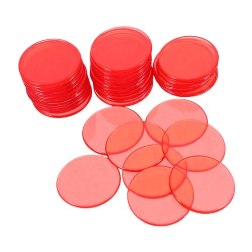 CLISPEED 100 Stück Transparente Plastik Zählchips Halbdurchsichtig Rot für Mathe Lernspiel Unterricht Bingo Spielzubehör Classroom Counting Tools von CLISPEED