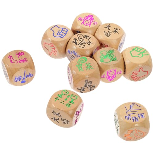 CLISPEED 10Stücke Teiliges Würfelspiel aus Holz Bunte Würfel für Partys Tischspiele und Familienaktivitäten Glatte Oberfläche für Erwachsene von CLISPEED