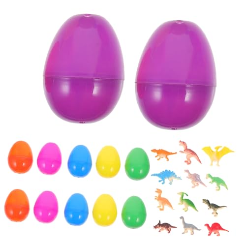 CLISPEED 12 Stück Dinosaurier-Osterei- Dinosaurier-Eier mit Drachen Kinderspielzeug Ostereier gefüllt Schraffur osterei Ostereier öffnen Ostern Plastik von CLISPEED