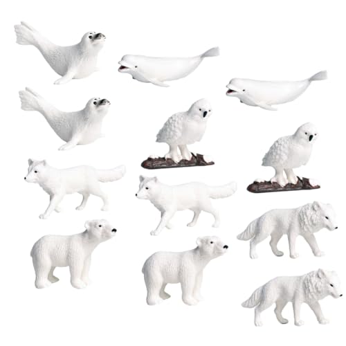 CLISPEED 12 Stück Teiliges Arktische Tiere Figuren aus Langlebigem Kunststoff Realistische Miniatur Bären und Wölfe Bunte Kinderspielzeuge und Dekoration für Lernspiele und Partydeko von CLISPEED