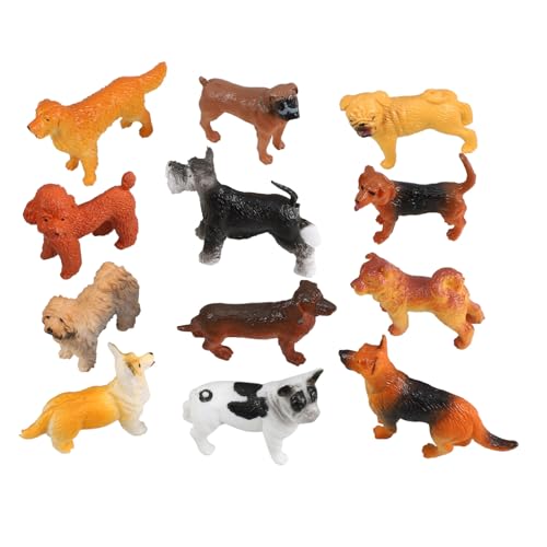 CLISPEED 12 Stück Teiliges Mini Hundefiguren aus Stabilem Kunststoff Realistische Kleine Hundemodelle Dekorative Mini Hundestatuen für Garten Büro und von CLISPEED