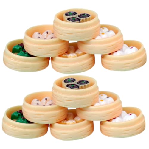 CLISPEED 12 Stück Teiliges Mini dampfbrötchen Modell Realistische Miniatur Lebensmittel Dekoration für Puppenhaus Küchenspielzeug und Miniaturlandschaft Geeignet als Fotorequisite von CLISPEED