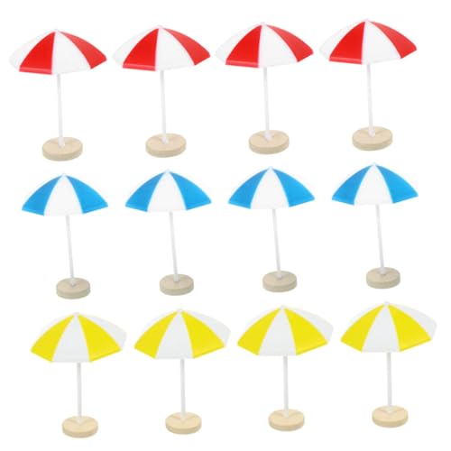 CLISPEED 12 Stück Teiliges Mini strandsonnenschirm Farbige Micro Dekoration für Puppenhaus Leichte Sichere DIY Miniatur Bonsai landschaftsdeko für Sommer Strand Urlaubs szenerien von CLISPEED