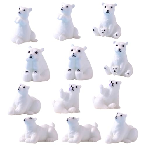 CLISPEED 12 Stück Teiliges Miniatur Resin Eisbär Figuren mit Feiner Detailarbeit Leicht und Langlebig Cartoonartige Gestaltung für Garten dekor DIY mikrolandschaft und Blumenarrangements von CLISPEED