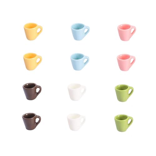 CLISPEED 12 Stück Teiliges Miniatur Resin Tassen in Farben Realistische Puppenhaus Deko Mini Wasserbecher Simulation Sichere Miniatur Trinkgefäße für Mikrolandschaft und Heimdeko von CLISPEED