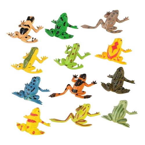 CLISPEED 12 Stück Teiliges Miniatur froschfiguren aus Solidem Kunststoff Lebensechte Gestaltung Detailreiche Dekoration für Kinderspielzeug Lernspiel und Mini landschaftsgestaltung Bunte von CLISPEED