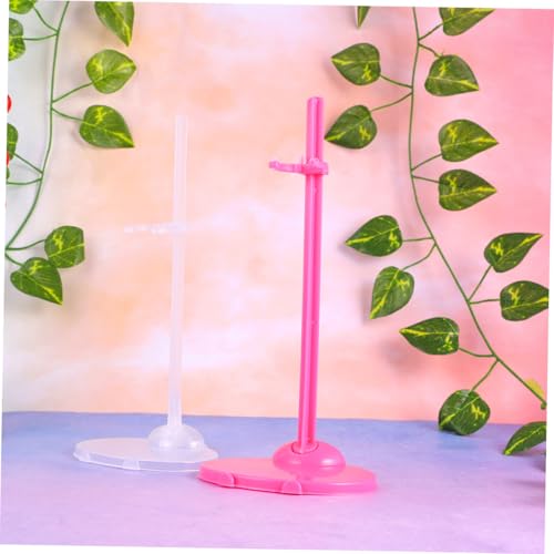 CLISPEED 12 Stück Teiliges Puppenständer Stabile Transparente und Rosa Halterungen Langlebige Doll Brackets für Puppenregal und Puppenzubehör für Puppenhaus Display und von CLISPEED