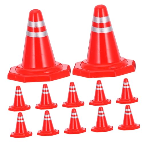 CLISPEED 12 Stück Verkehrszeichenmodell Abgrenzer drinnen Party LED Verkehrsschild selber Machen Barrikaden aus Sandstraßensperren Mini-Verkehrszeichen Verkehrssperre Plastik rot von CLISPEED