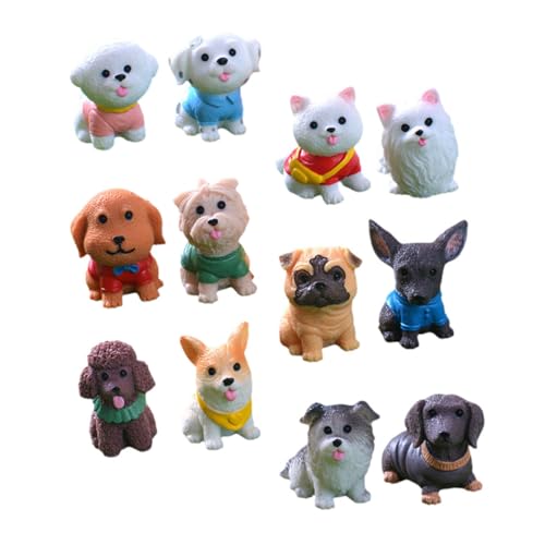 CLISPEED 12 Stück Welpenfiguren aus Harz Zahlen Tiere Kuscheltier Welpenspielzeug Puppenhaus-Welpe Dekorative Haustierfiguren Handgemachte Hundefiguren Minifigur Kunstharz Hundeskulpturen von CLISPEED