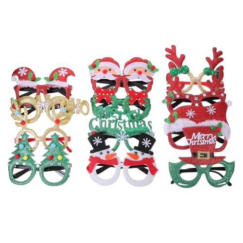 CLISPEED 12st Weihnachtsmann-brille Cartoon-weihnachtsbrille Brillengestelle Für Die Feiertagsparty Silvesterbrille Weihnachtsbrille Prop Weihnachtsschmuck Vlies Weihnachten Kind Stirnband von CLISPEED